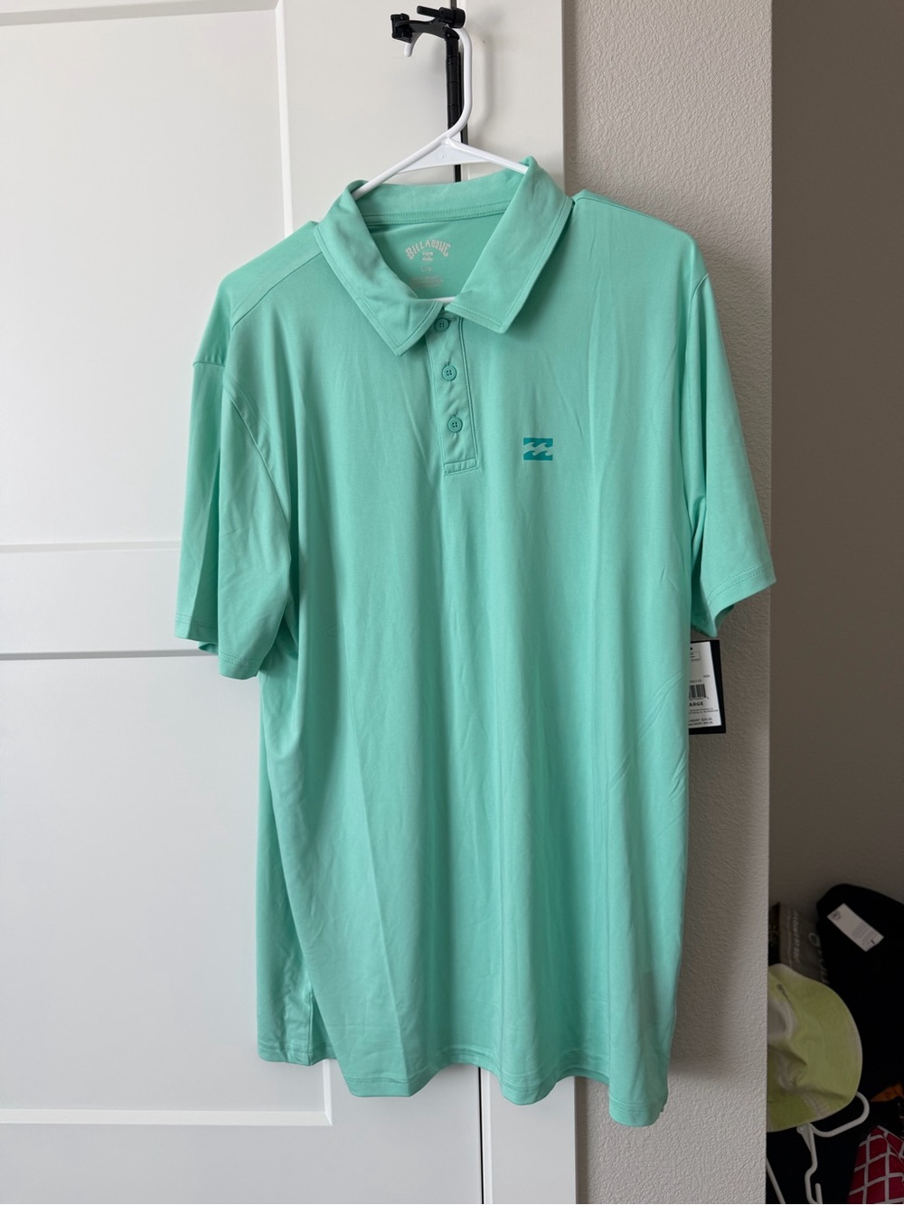 Billabong Men's Mint Green Polo with Subtle Logo